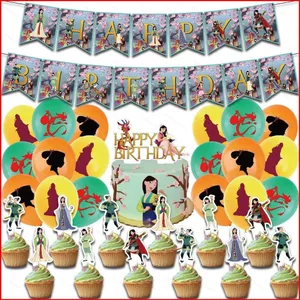 ST2 Mulan Công Chúa Chủ Đề Trẻ Em Sinh Nhật Ngày Lễ Trang Trí Tiệc Biểu Ngữ Bánh topper Bóng Bộ Cung Cấp TS2