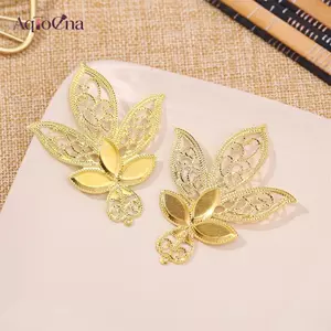 AqToCna Lá Vàng Hoa Kết Nối Sắt Filigree Bọc DIY Sổ Lưu Niệm Trang Trí Nhà Tôn Trang Kim Loại Thủ Công AqToCna