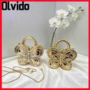 Túi Acrylic bướm OLVIDO, Túi đeo vai dây xích cá nhân hình con bướm, Thiết kế đơn giản hợp thời trang sáng bóng Túi đeo chéo đám cưới