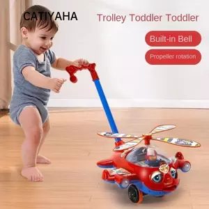 Máy bay đẩy tay trẻ em CATIYAHA, có thể tháo rời bằng chuông Đồ chơi tập đi cho bé, Quà tặng tương tác Đồ chơi đi bộ cho trẻ mới biết đi Hoạt động mẫu giáo