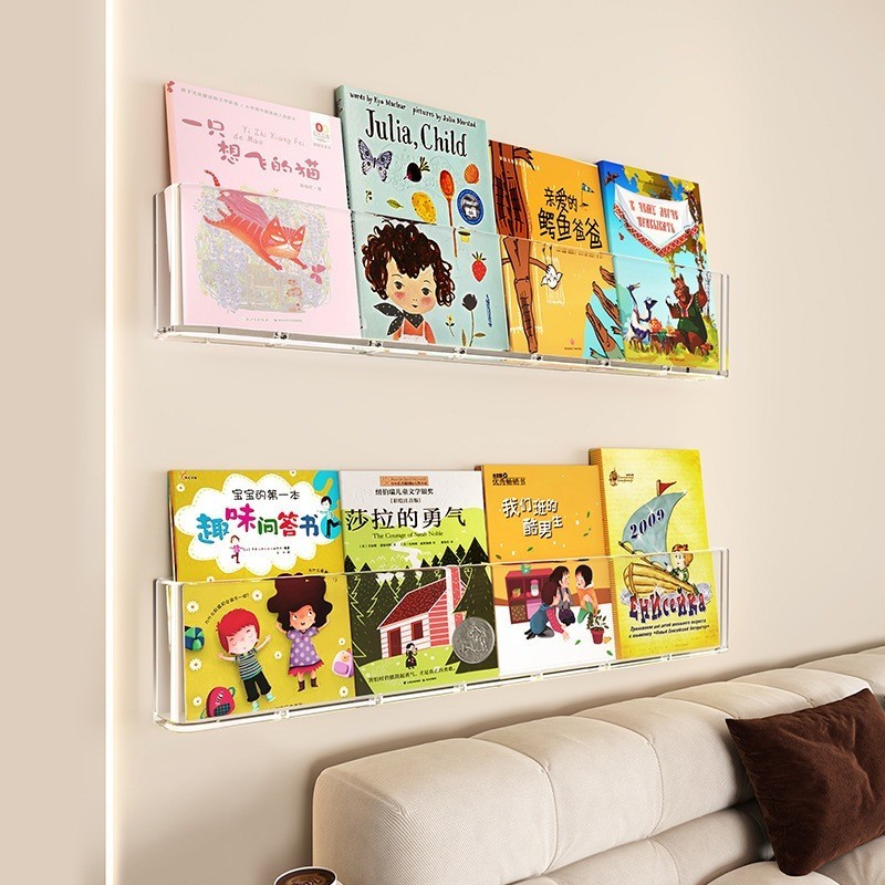Kệ Để Sách Trong Suốt HomeMate Dán Tường Acrylic, Giá Đựng Truyện Cho Bé Không Cần Khoan