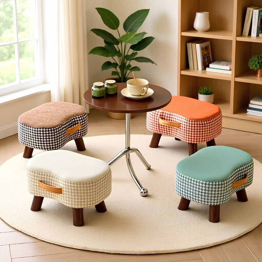 Ghế Đôn Mini Kê Chân Sofa Bọc Vải Cao Cấp, Ghế Decor Phòng Ngủ Phòng Khách Hiện Đại