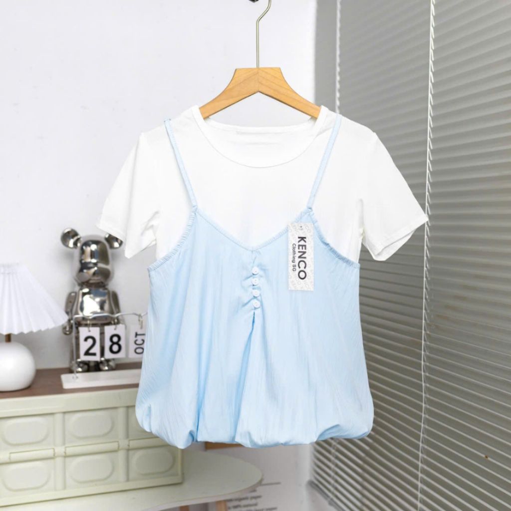 Set Yếm Nữ 2 Dây Dáng Bí Cúc Dọc Kèm Áo Thun Trơn (Có Bán Lẻ Yếm)MA3807 - SamHi Closet