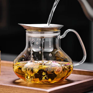 Ấm trà thủy tinh Bộ lọc tách nước trà chịu nhiệt độ cao