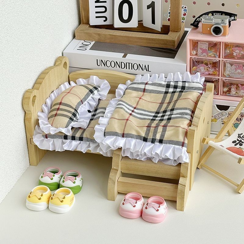 20cm Cotton Búp Bê Ngủ Bộ Ba Mảnh 40cm Búp Bê Công Chúa Búp Bê Giường Nhỏ Chăn Gối Chơi Nhà