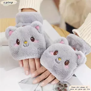 CPINCP Găng Tay Lông Thỏ, Găng Tay Sang Trọng Thoải Mái Sang Trọng, Thời Trang Mùa Đông Ấm Áp Dễ Thương Mềm Mại Ấm Áp Găng Tay Dày Nữ