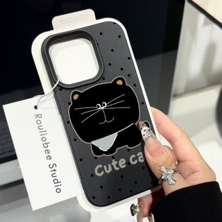 DànhCho IPhone 17 16 15 14 13 12 11ProMax XR XS Max 7Plus Dễ thương lớn mặt mèo da vân trường hợp điện thoại