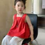 Mùa Hè 2026 Phong Cách Mới Bé Gái Màu Trơn Cổ Vuông Không Tay Top Trẻ Em Áo Sơ Mi Mùa Hè