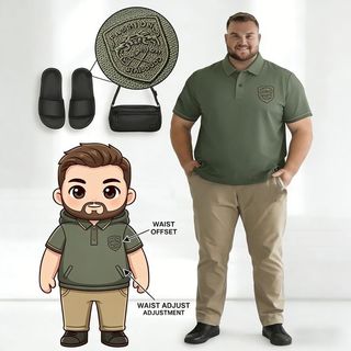 Plus Size Nam Công Sở Cổ Tay Ngắn Oversize Thêu Áo Sơ Mi Polo