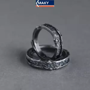 MAKY Mới Abyss Nhẫn Nam Cặp Đôi Nhẫn Handmade Retro Đơn Giản Nam Nữ Nhẫn VN