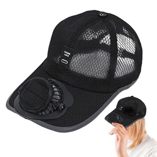 FASHIONEXPRESS Mũ quạt chạy bằng năng lượng mặt trời, Mũ bóng chày chống nắng chống tia cực tím có quạt, Thoải mái khi đeo di động Gió mạnh Unisex Mũ câu cá làm mát bãi biển