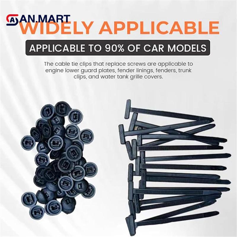 AN.MART 10-100 Cái Dây Buộc Cáp Đa Năng Nylon Bule Tự Mất Dây Buộc Zip Có Nút Pin Đa Năng Để Sửa Chữa Xe Ô Tô Hàng Ngày VN