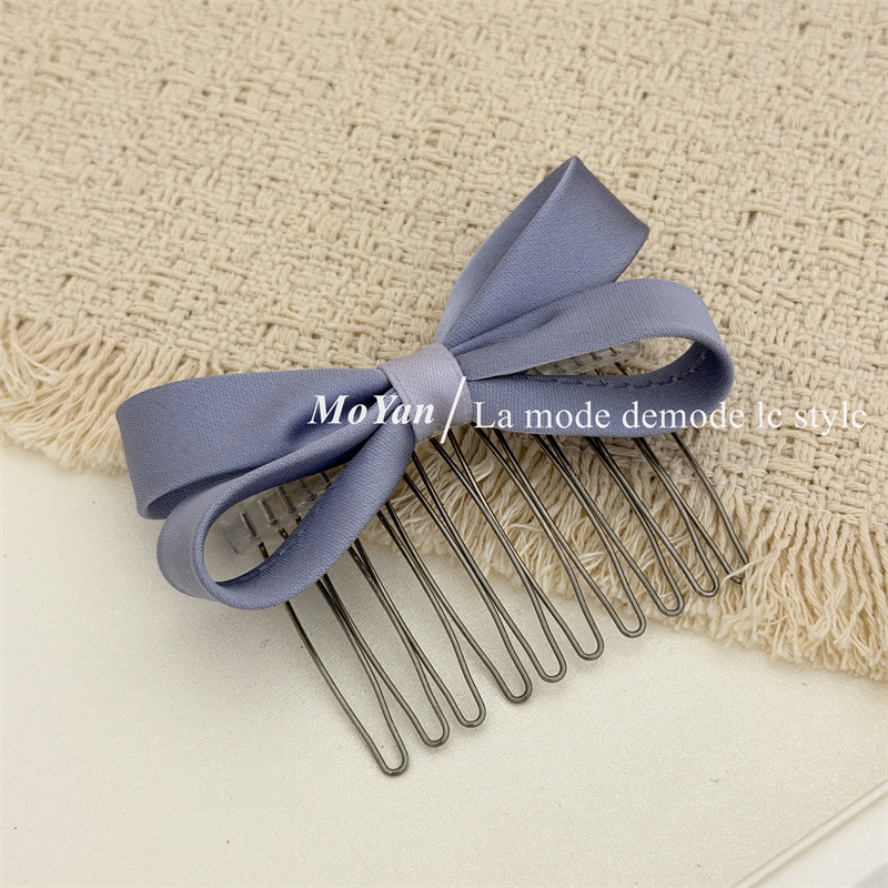 Kẹp Tóc Satin Nơ Màu Hàn Quốc Lược Tóc Nữ