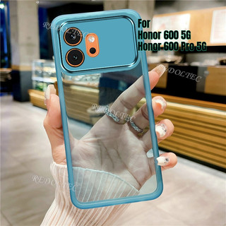 Honor 600 600Pro 5G Vỏ trong suốt mỏng màu tinh khiết mới Honor 600 Pro Vỏ điện thoại trong suốt mềm chống sốc có bảo vệ Camera toàn bộ ống kính