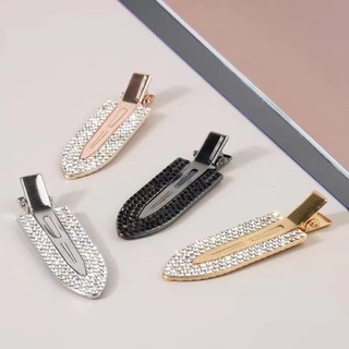 Kẹp NICOLOO Bangs, Kẹp mỏ vịt hình xẻng trang trí bằng kim cương giả, Kẹp tóc liền mạch bằng hợp kim