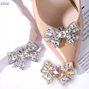 SAIA Giày Khóa, Kẹp Giày Cao Gót Có Thể Tháo Rời, Kim Cương Giả Nơ Quyến Rũ Trang Sức Cô Dâu Giày Trang Trí