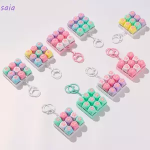 SAIA Móc khóa fidget hình mèo, bàn phím 9 nút bấm, đồ chơi giảm căng thẳng, DIY, thư giãn ngón tay