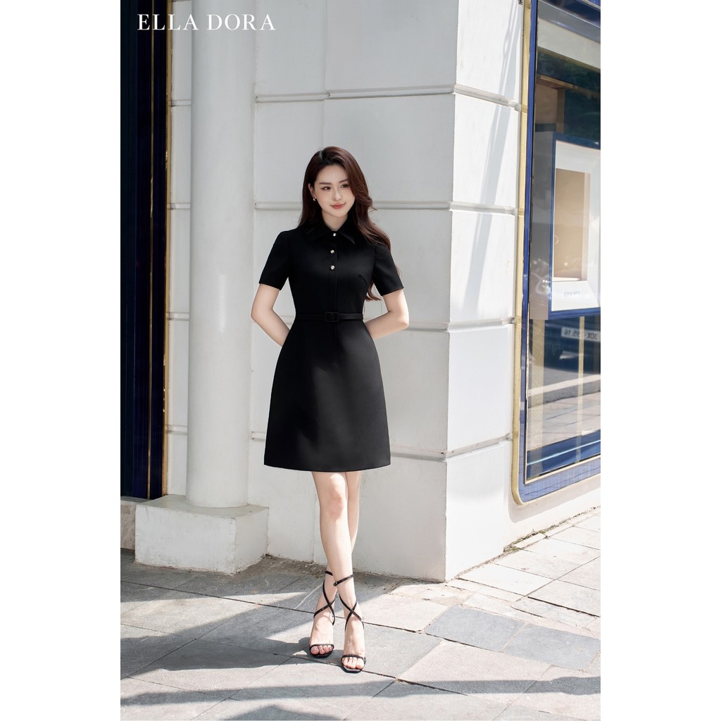 Đầm polo nữ ELLA DORA 3 cúc đồng form ôm thiết kế thanh lịch sang trọng hai màu ĐEN/ĐỎ [D248]