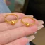 Nhẫn bầu vàng nữ - Bầu may mắn 3D - Dây xoắn đôi - Vòng mở có thể điều chỉnh - Hoàn thiện vàng mạ đồng - Vận may & Thịnh vượng