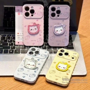 Ốp điện thoại hình mèo Kt màu kẹo dễ thương cho iPhone 17 16 15 14 13 12 11 Pro Max