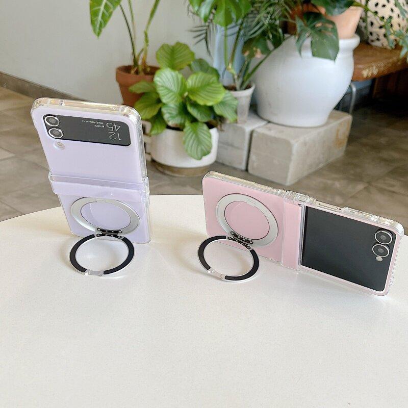 Thích Hợp Cho Samsung Galaxy ZFlip7 zflip6 Macaron Màu Xoay Giá Đỡ Ốp Lưng Điện Thoại Dây Gấp Vỏ Cứng Cho Z Flip 7 6 5 4 5G N3Flip Vỏ Bảo Vệ