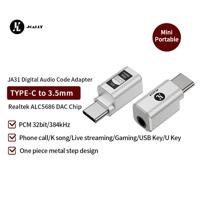 JCALLY JA31 Âm Thanh Kỹ Thuật Số USB-C Sang 3.5 Mm Di Động Mini Adapter DAC CX3193 Điện Thoại Tai Nghe Adapter DAC