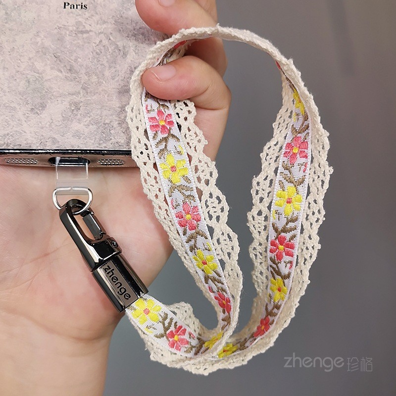 Điện Thoại Di Động Dây Đeo Cổ Tay Phong Cách Ngắn Xoay Phong Cách Rỗng Ren Webbing Dây Đeo Tay Siêu Đẹp Nữ Niche Tinh Tế Ngoài Trời
