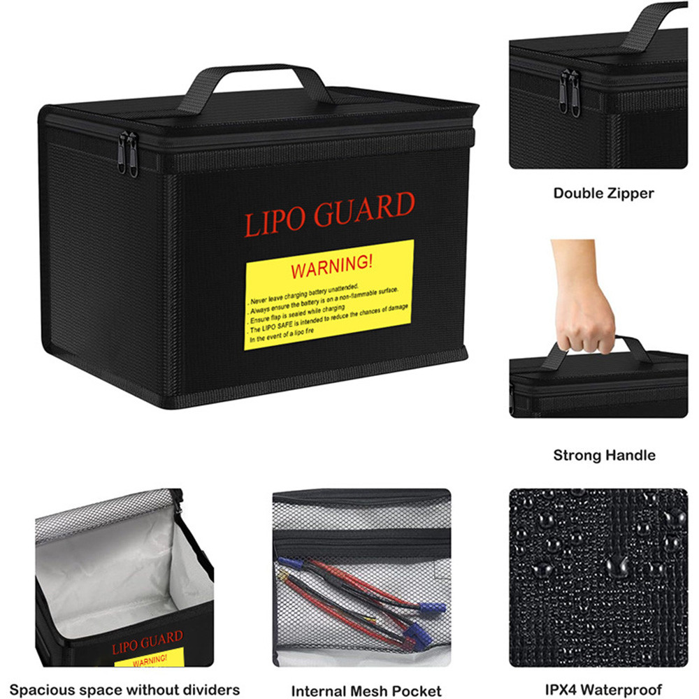 Túi chống cháy nổ bằng pin Lithium Túi dây kéo Lipo chống cháy để sạc và lưu trữ Gói pin Lipo