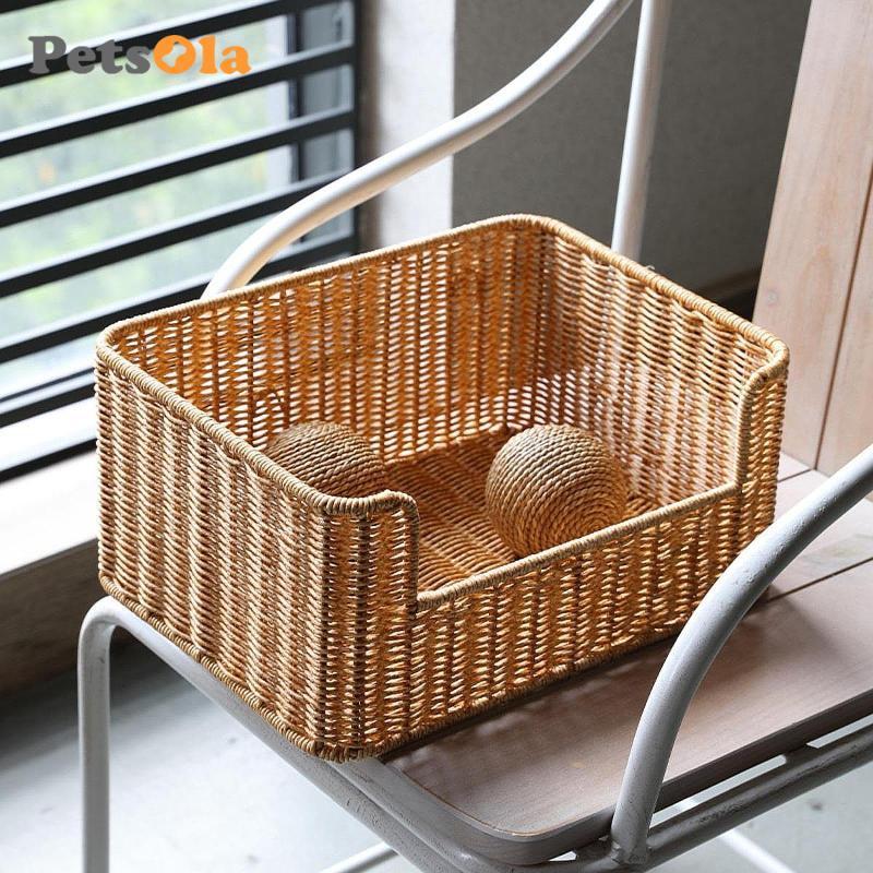 Giỏ đựng đồ dệt PETSOLA, Giỏ mây, Dụng cụ sắp xếp di động trang trí, Giỏ trái cây cho phòng tắm, quầy, nhà bếp, vật dụng nhỏ