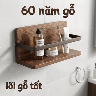 Kệ phòng tắm quả óc chó treo tường Thép Carbon Chống gỉ Chống ẩm Lưu trữ tải trọng mạnh