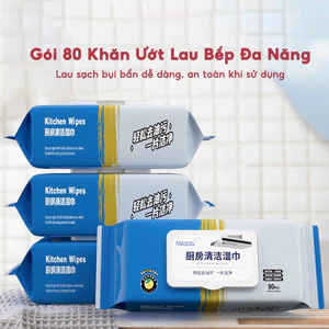 Thùng 10 Gói Khăn ướt Lau bếp đa năng 1 gói 80 miếng Siêu tiết kiệm, Lau cực sạch
