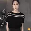Áo thun chắp vá tròn tay ngắn style Hàn Quốc, phù hợp mặc hàng ngày dành cho nữ