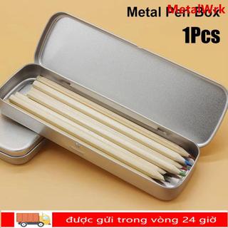 METALWRK 1 Cái Hộp Bút Kim Loại, Hộp Thiếc Hình Chữ Nhật Rộng Rãi, Bút Máy Đa Năng Sinh Viên Văn Phòng Phẩm