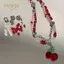PNPIA- Y2K Đỏ Anh Đào Trái Tim Đính Hạt Choker Nelace Nữ Boho Hạt Anh Đào Mặt Dây Chuyền Nelace Vintage Không Đều Nelace Trang Sức