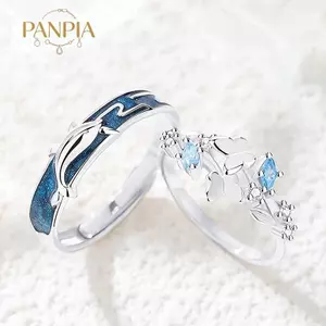 PNPIA- Nhẹ Sang Trọng Cao Cấp Cảm Giác Cặp Đôi Nhẫn Nữ Thời Trang Nhiều Màu Sắc Mở Vòng Có Thể Điều Chỉnh Mỹ Phụ Kiện Trang Sức Quà Tặng