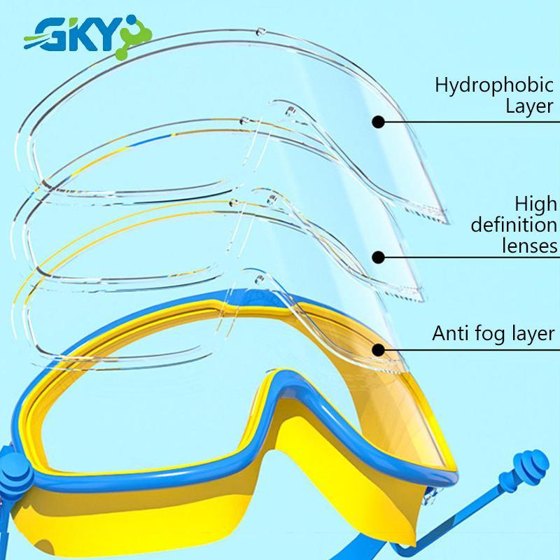 GKY Kính lặn chuyên nghiệp khung lớn chống thấm nước và chống sương mù trực tuyến phổ biến, kính bơi người lớn GKY