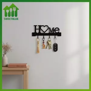 Hộp đựng chìa khóa hình "Home Love" SWEET có móc - Giá treo tường không khoan, Dụng cụ sắp xếp kim loại để trang trí phòng khách, Key Ra | Móc treo chìa khóa treo tường n