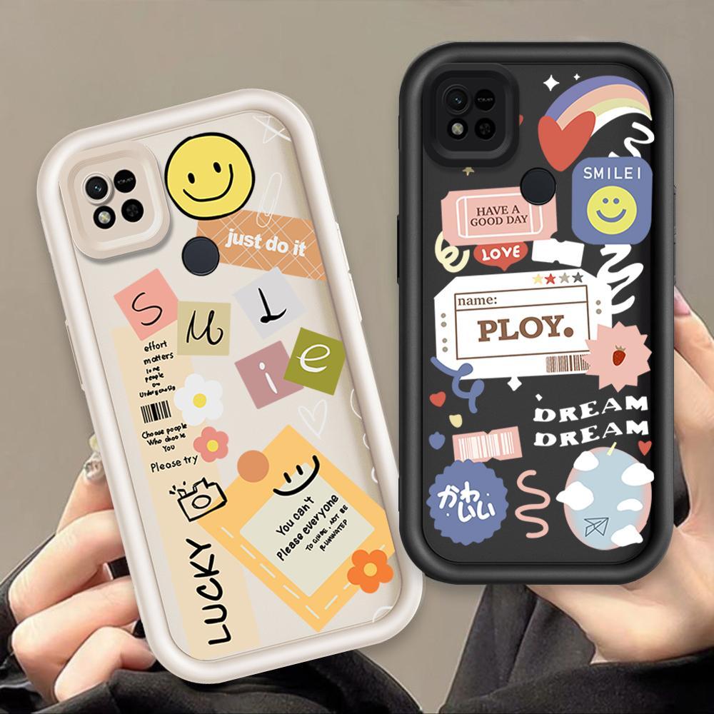Ốp Lưng Cho Redmi 9C 10C 10A Hoạt Hình Silicon Điện Thoại Thông Minh Mềm Ốp Lưng TPU Nhãn Nụ Cười Hoa Thiên Thần Mắt Chống Sốc Ốp Lưng