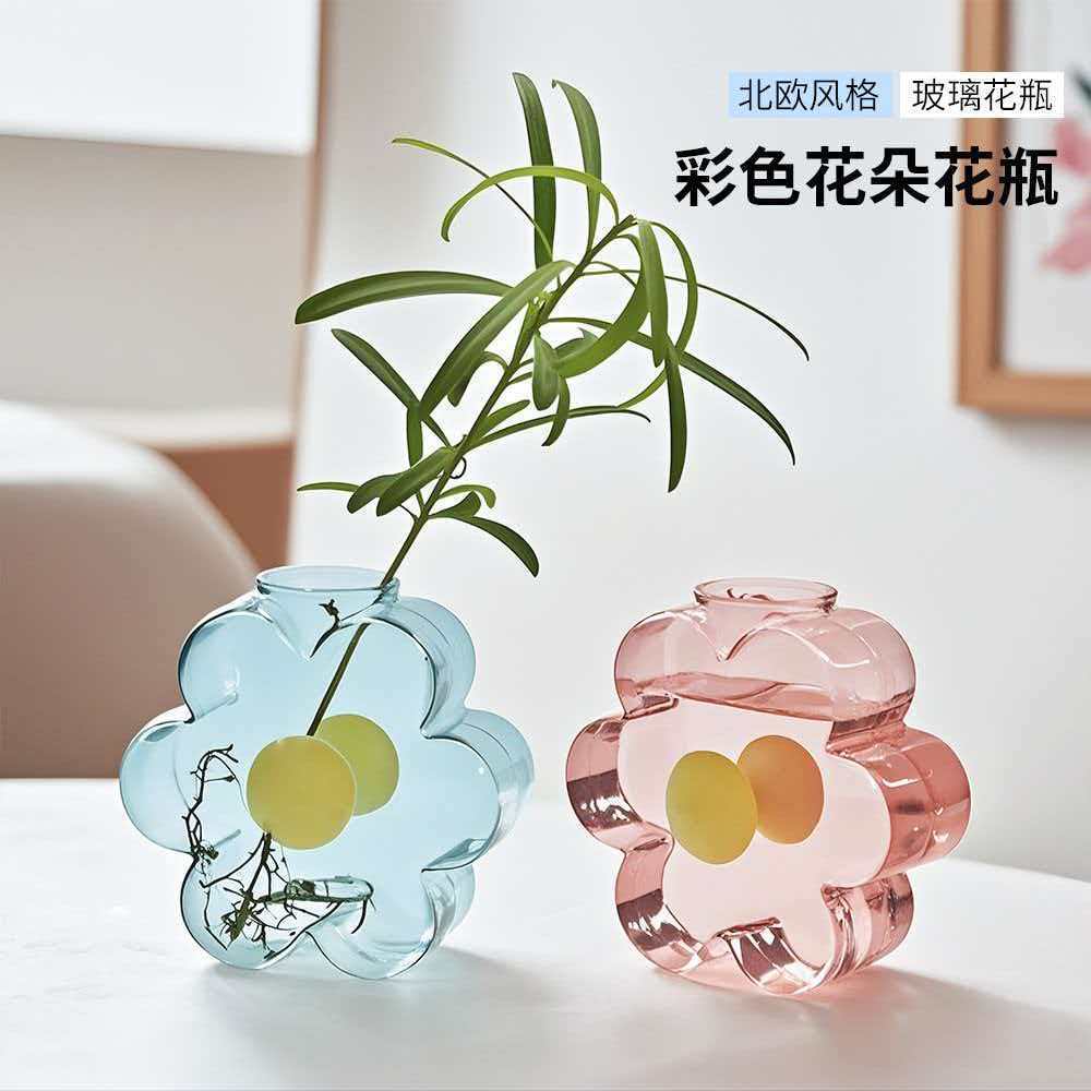 bình hoa thủy tinh hình bông hoa phong cách bắc âu lọ hoa decor bàn làm việc thủy canh trong suốt trang trí nhà cửa đẹp