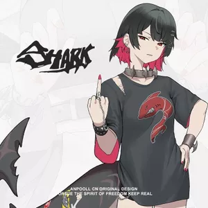 Tuyệt chủng Zero Game Hàng hóa Allen Qiao Shark Girl Cùng phong cách Áo thun ngắn tay nam nữ mặc nặng 100 bông cos Quần áo