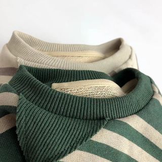 Áo thun dài tay cho bé trai Áo nỉ trẻ em Xuân thu Áo bé trai bé gái Phiên bản Hàn Quốc Quần áo sọc thời trang