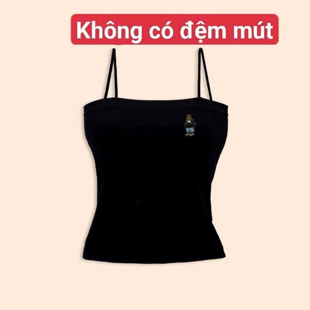 [ MỞ BÁN GIẢM 60% ] áo bún 2 dây  gân tăm mềm mịn co giãn -hình gấu xanh -thoitrangthubio