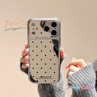 Ốp Lưng Cho IPhone 12 17 16 15 11 13 14 Pro Max 7 15 16 8 Plus XR XS MAX Ốp gương trang điểm họa tiết chấm bi cổ điển
