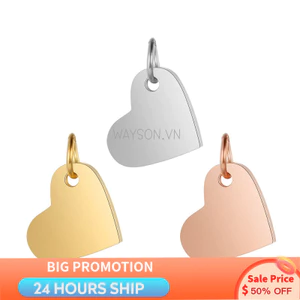 {SẴN SÀNG} 5 Cái / gói Gương Inox Đánh Bóng Mặt Dây Chuyền Trái Tim Đào DIY Bóng Khắc Phụ Kiện Trang Sức Mặt Dây Chuyền Tình Yêu