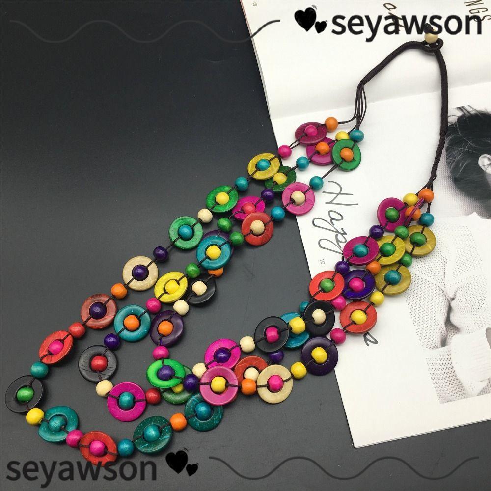 Seyawson Mặt Dây Chuyền Vòng Cổ Vintage Nhiều Lớp Màu Sắc Cổ Trang Sức
