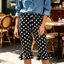 Quần legging dài đến đầu gối mùa hè dành cho nữ Slim Fit Stylish Dot Print Viền xù Quần Capri Mid Rise