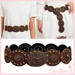 COO Punk Dây Thắt Lưng Với Đĩa Gothic Charm Studded Khoen Da Giả Cao Cấp Phụ Kiện Unisex
