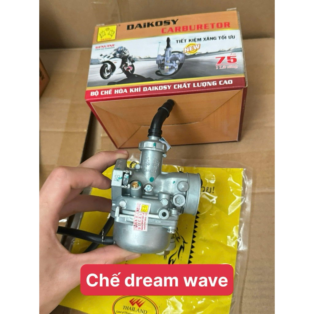 Chế hòa khí 100cc nhập khẩu Thái lan siêu tiết kiệm xăng - bình xăng con lắp dream wave