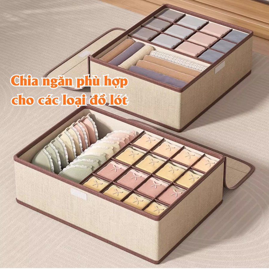 Hộp Vải Đựng Đồ Lót Có Nắp Gập Gọn HomeMate – Vải Không Dệt Dày Dặn, Khung PP Giữ Form Gọn Gàng