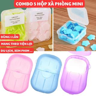 5 Hộp Xà Phòng Giấy Mini Khử Mùi Hương Hoa - Xà Bông Bỏ Túi Dùng Một Lần Tiện Lợi Cho Chuyến Đi Du Lịch, Dã Ngoại